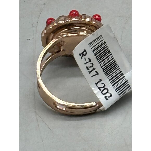 Mariana ring orange red crystals one size round R-7217 1202 READ NEW - Picture 7 of 8